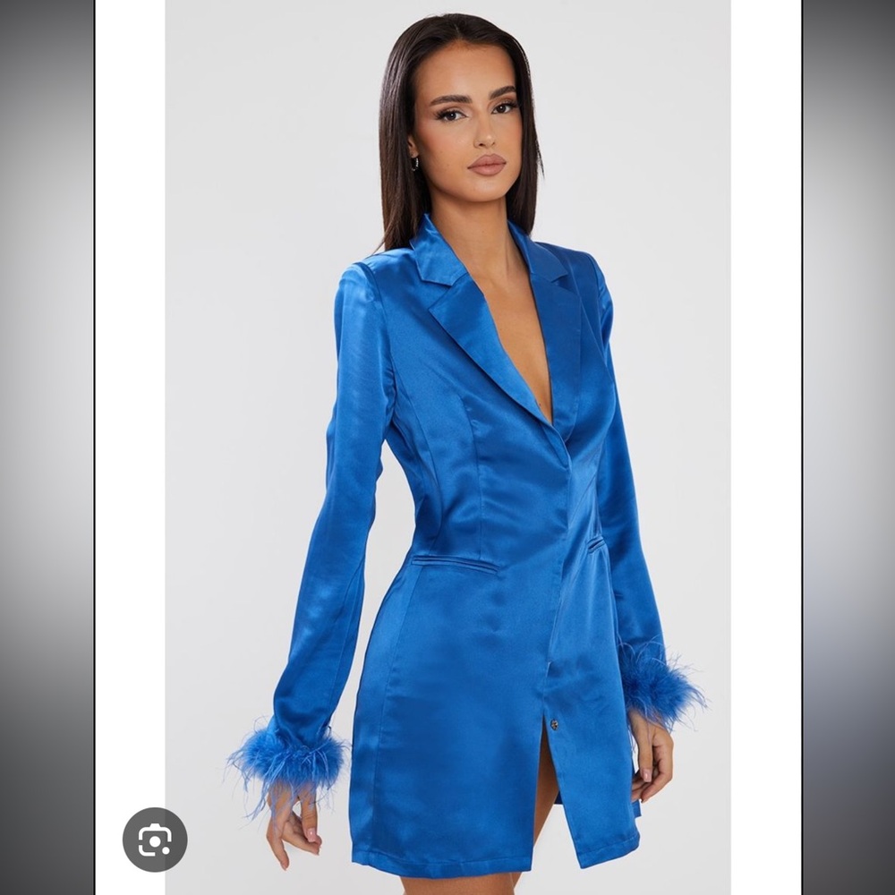 PLT Blazer dress with feather sleeves